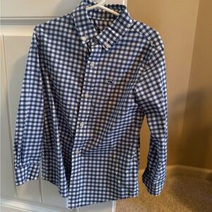 Vineyard Vines Boys Performance Blue and White Checkered Shirt